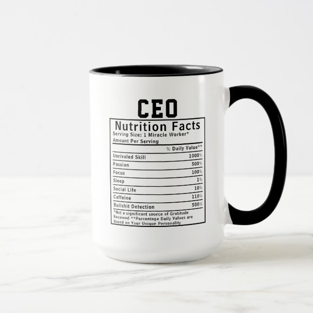 Funny CEO Nutrition Facts Business Leader Gift Mugg (Höger)