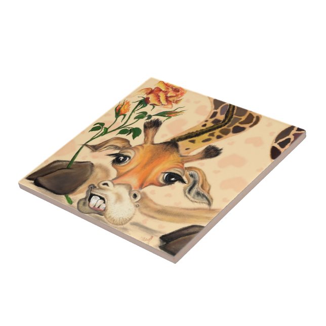 Funny Ceramic Tile Giraffe med Ro Kakelplatta (Sidan)