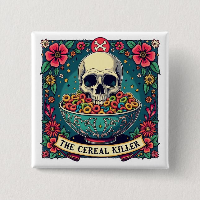 Funny Cereal Killer Family Cereal Älskare Knapp (Framsida)