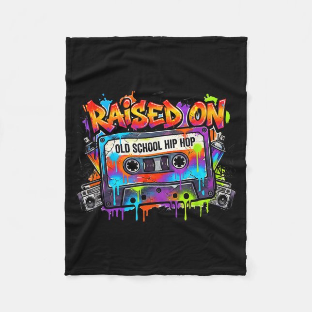 Funny Cette Graffiti 80s 90s Raised On Old School  Fleecefilt (Framsidan)