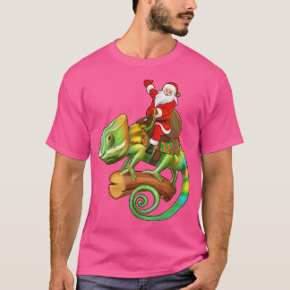 Funny Chameleon Älskare Santa Riding Chameleon Chr T Shirt