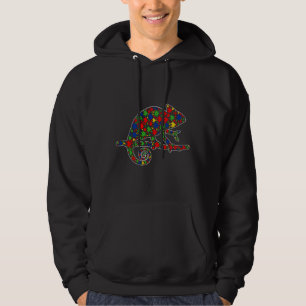 Funny Chameleon Animals Puzzle Biet Autism Medvete Hoodie