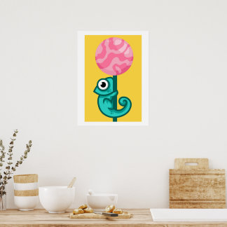 Funny Chameleon - Cute Animal Playroom Poster