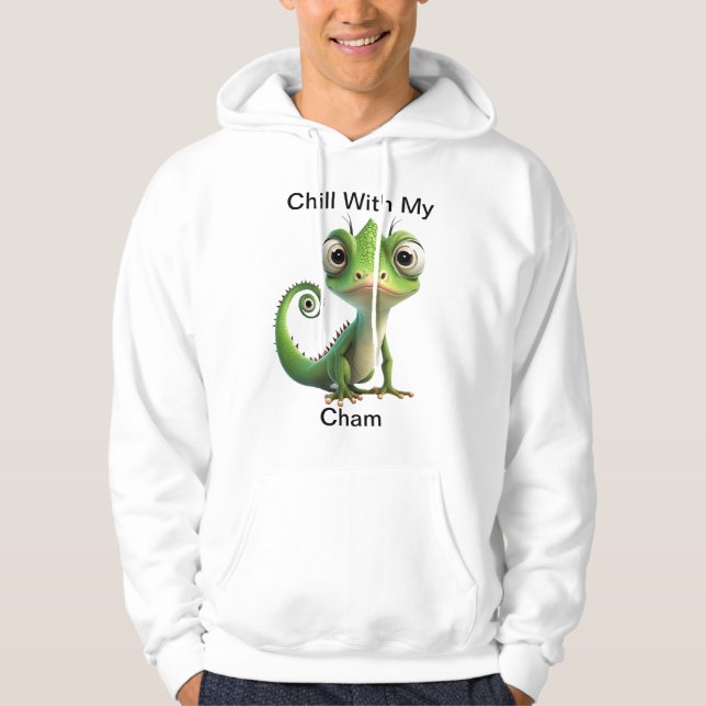 Funny Chameleon Pocket Hoodie - Cute Reptile Älska (Framsida)