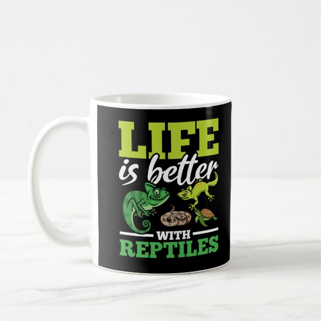 Funny Chameleon Snake Gecko Turtle Reptile Älskare Kaffemugg (Vänster)