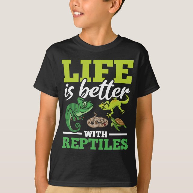 Funny Chameleon Snake Gecko Turtle Reptile Älskare T Shirt (Framsida)