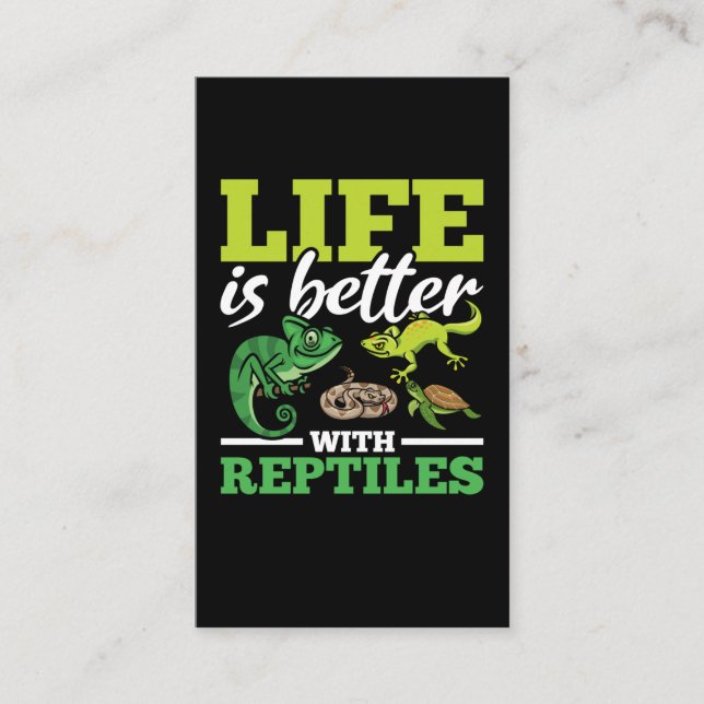 Funny Chameleon Snake Gecko Turtle Reptile Älskare Visitkort (Framsida)