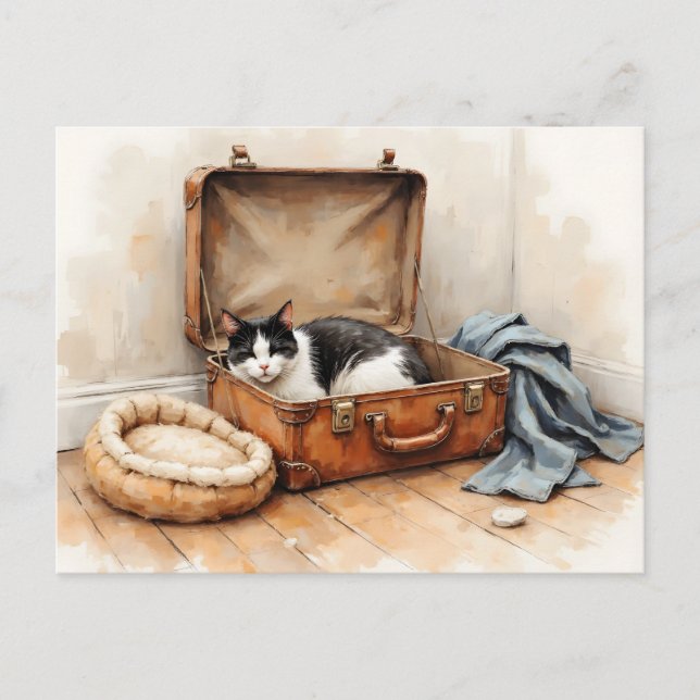 Funny Change of Address from Black and White Cat Vykort (Framsida)