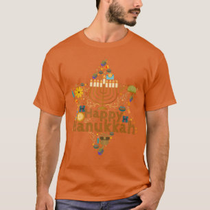 Funny Chanukah Festive Helgdag Menorah Tee Lycklig