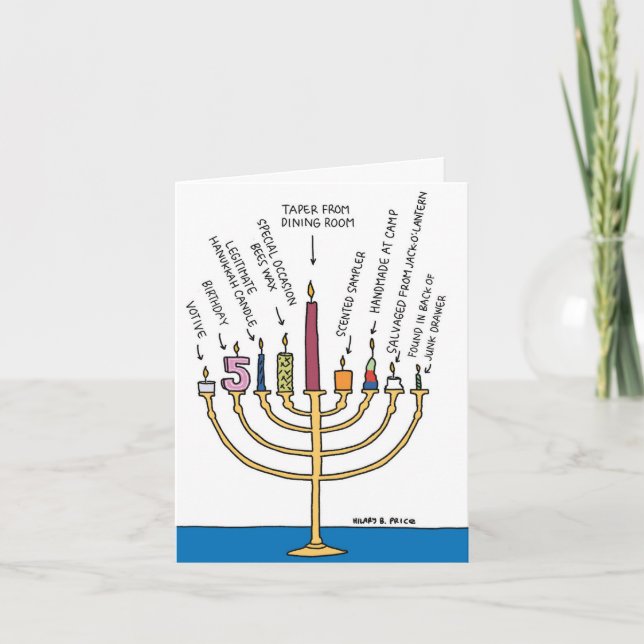 Funny Chanukah Greeting Card - Menorah Candles Kort (Framsida)
