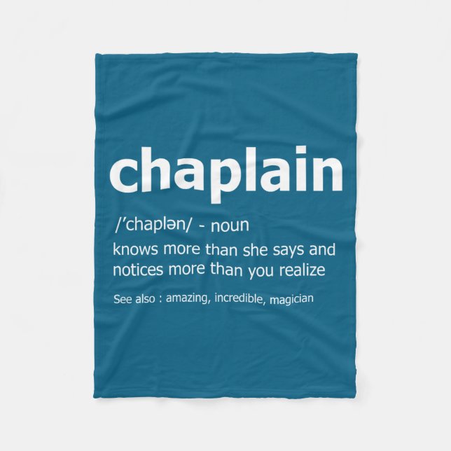 Funny Chaplain Definition New Job Gift For Chaplai Fleecefilt (Framsidan)