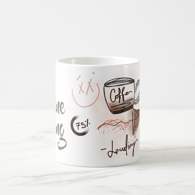 Funny Charging Caffeine Sketch Monogram Kaffemugg (Center)