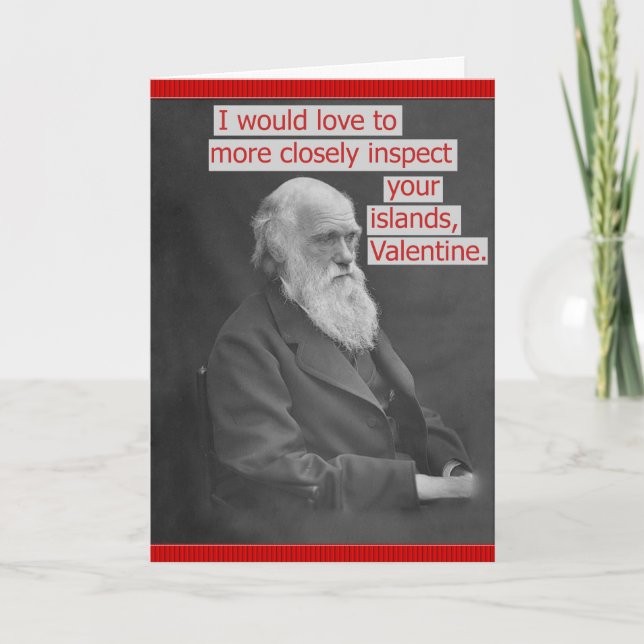 Funny Charles Darwin Valentines Day Personlig Helgkort (Framsida)