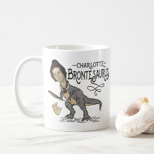 Funny Charlotte Bronte Saurus Dinosaur Bok Reader Kaffemugg