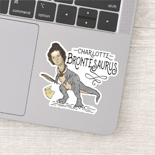 Funny Charlotte Bronte Saurus Dinosaur Bok Reader Klistermärken