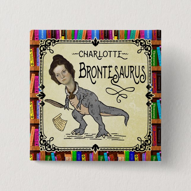 Funny Charlotte Bronte Saurus Dinosaur Bok Reader Knapp (Framsida)
