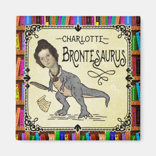 Funny Charlotte Bronte Saurus Dinosaur Bok Reader Magnet