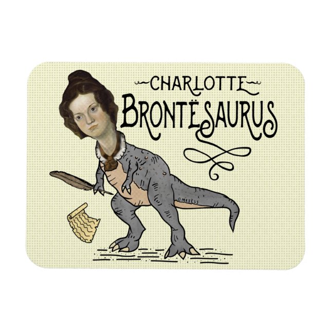 Funny Charlotte Bronte Saurus Dinosaur Bok Reader Magnet (Horisontell)