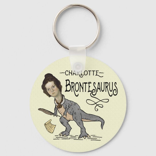 Funny Charlotte Bronte Saurus Dinosaur Bok Reader Nyckelring (Framsida)