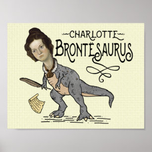 Funny Charlotte Bronte Saurus Dinosaur Bok Reader Poster
