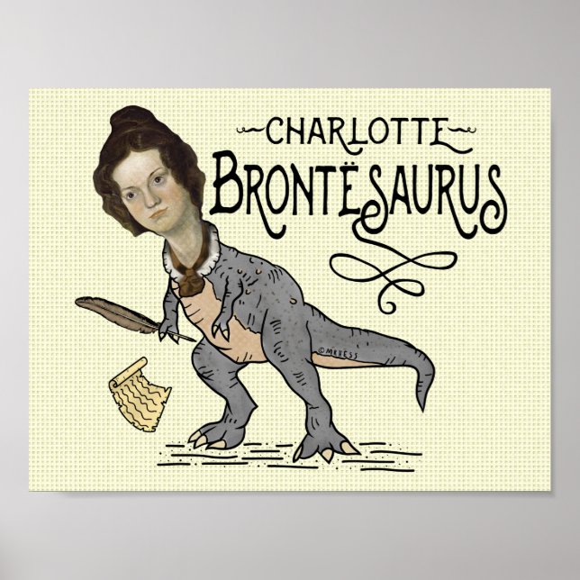 Funny Charlotte Bronte Saurus Dinosaur Bok Reader Poster (Framsidan)