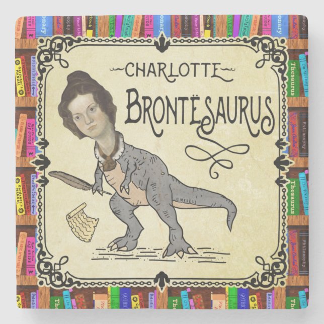 Funny Charlotte Bronte Saurus Dinosaur Bok Reader Stenunderlägg (Framsidan)
