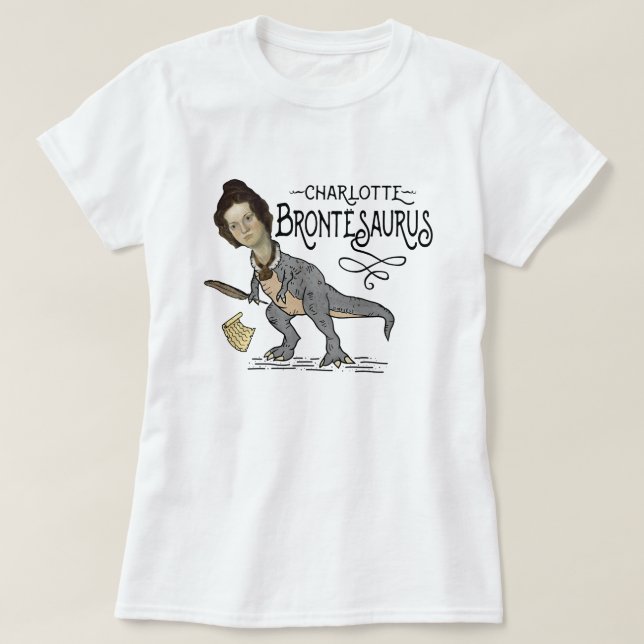 Funny Charlotte Bronte Saurus Dinosaur Bok Reader T Shirt (Design framsida)