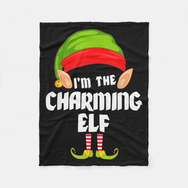 Funny Charming Elf Matching Family Group Pj Christ Fleecefilt (Framsidan)