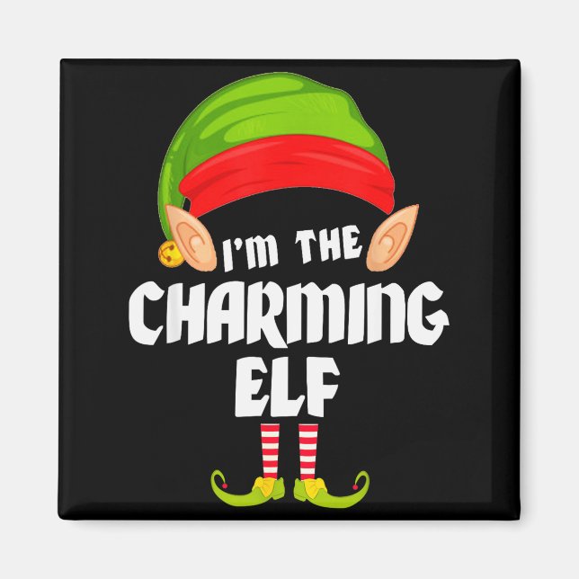 Funny Charming Elf Matching Family Group Pj Christ Magnet (Framsidan)