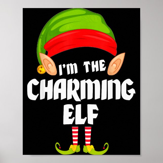 Funny Charming Elf Matching Family Group Pj Christ Poster (Framsidan)