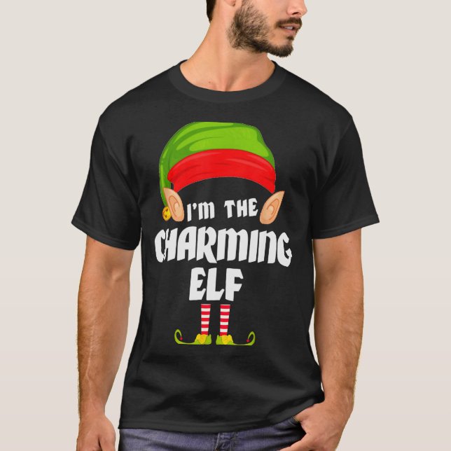 Funny Charming Elf Matching Family Group Pj Christ T Shirt (Framsida)