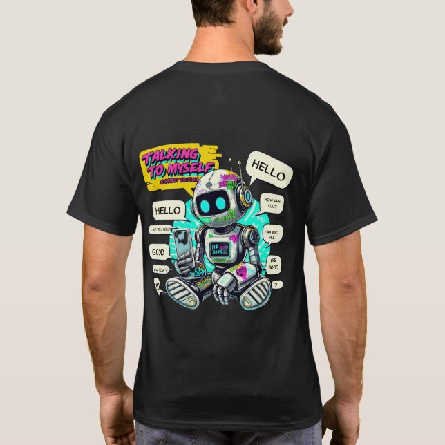 🤖 Funny Chatbot pratar med sig själv T Shirt (Baksida)
