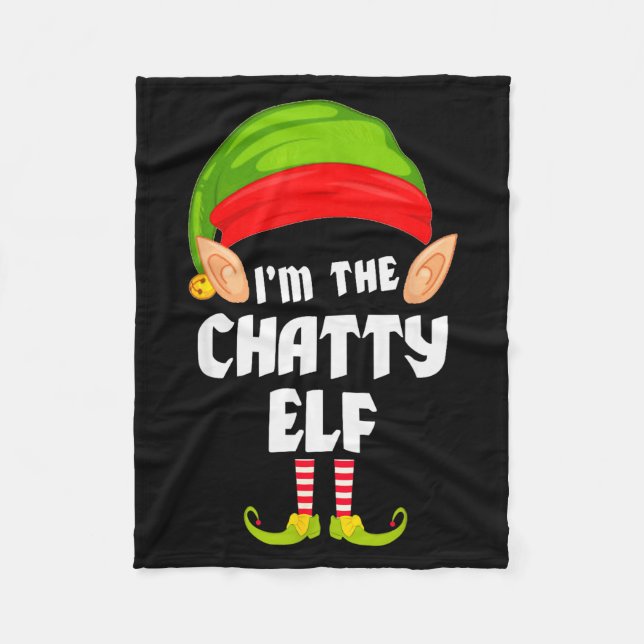 Funny Chatty Elf Matching Family Group Pj Christma Fleecefilt (Framsidan)