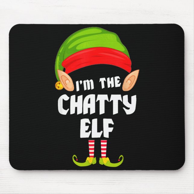 Funny Chatty Elf Matching Family Group Pj Christma Musmatta (Framsidan)