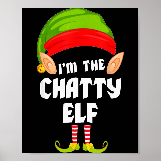Funny Chatty Elf Matching Family Group Pj Christma Poster (Framsidan)