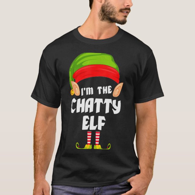 Funny Chatty Elf Matching Family Group Pj Christma T Shirt (Framsida)