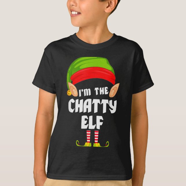 Funny Chatty Elf Matching Family Group Pj Christma T Shirt (Framsida)