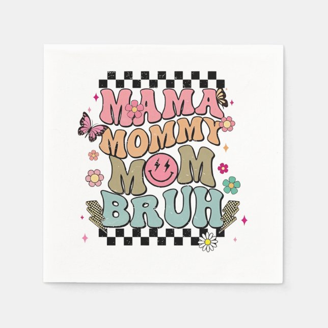Funny Checkered Mamma Flowers Mor Day Cute Mamma Pappersservett (Framsidan)