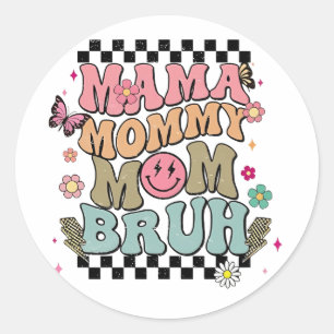 Funny Checkered Mamma Flowers Mor Day Cute Mamma Runt Klistermärke