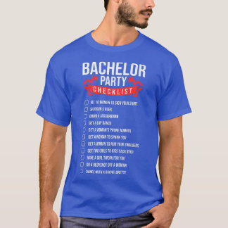 Funny checklista för Bachelor-part för Bröllopsfes T Shirt