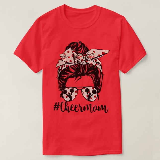 Funny Cheer Mamma Messy Bun Glassessment Älskare M T Shirt (Design framsida)