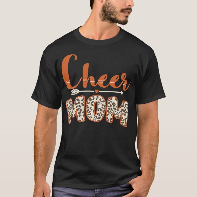 Funny Cheerlead Mamma Leopard Cheetah Print Cheer T Shirt (Framsida)