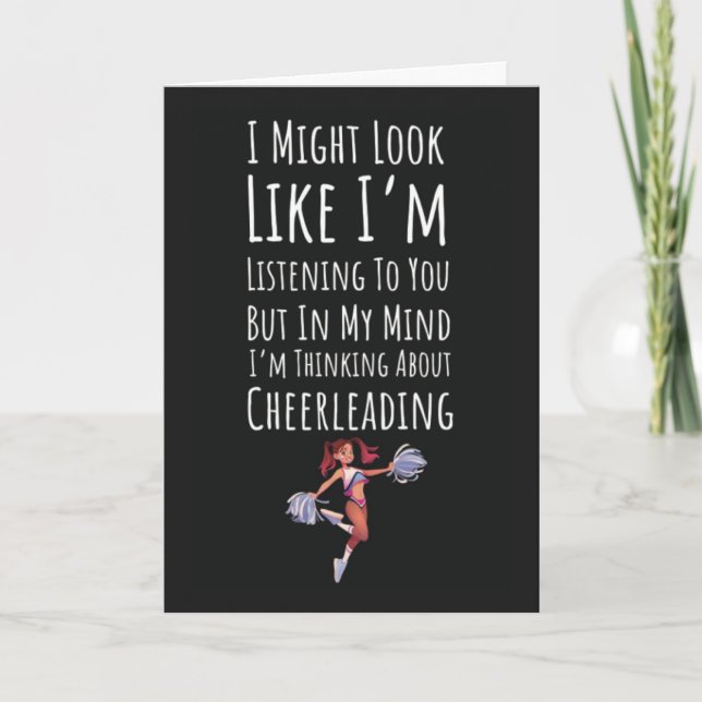 Funny Cheerleading Cards Cheerleader Sports Black Kort (Framsida)