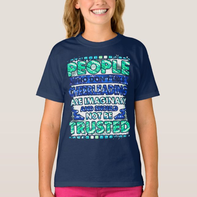 Funny Cheerwriter Quote in Lila and Blue T-Shirt (Framsida)
