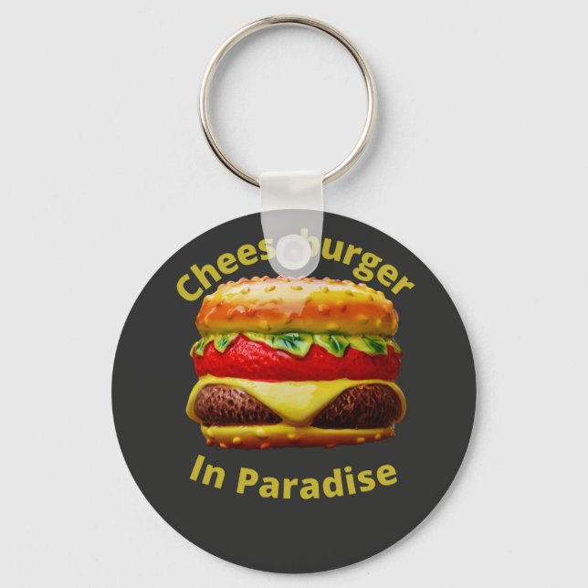 Funny Cheeseburger i Paradise Nyckelring (Framsida)