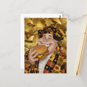 Funny Cheeseburger Person Vykort