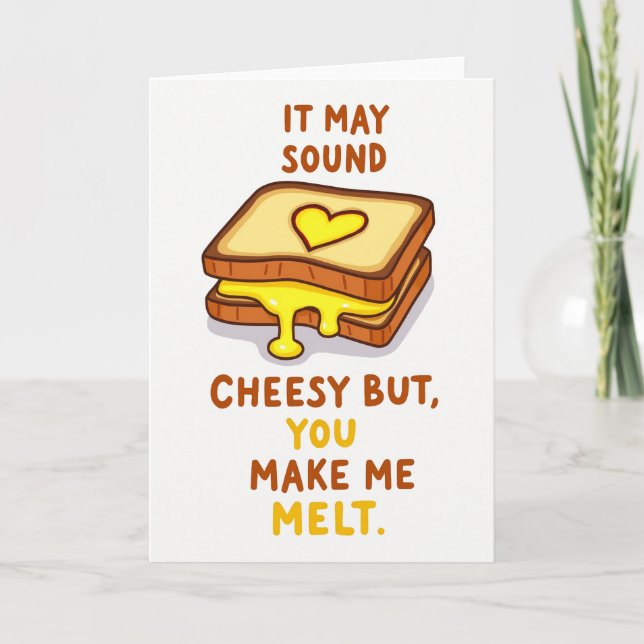 Funny Cheesy Melt Love Card Kort (Framsida)