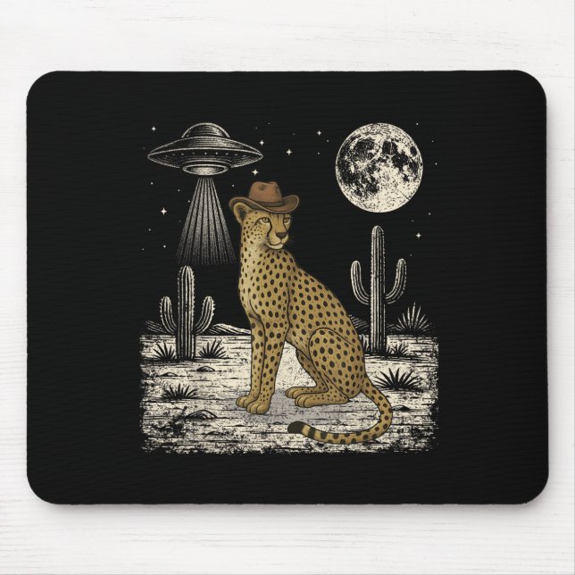 Funny Cheetah CowboyWestern Ufo Safari Animal Musmatta (Framsidan)