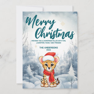Funny Cheetah God jul träd snö Julfest Julkort