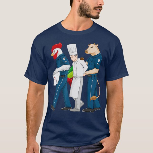 Funny Chef anklagad för Murder Restaurant Cook T Shirt (Framsida)
